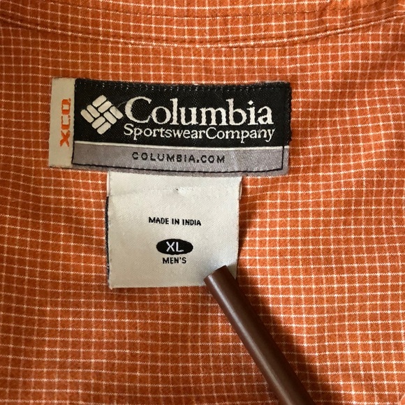 Columbia XCO Mens XL Shirt Short Sleeve Button Up Coral and White Color Checks - Picture 4 of 9